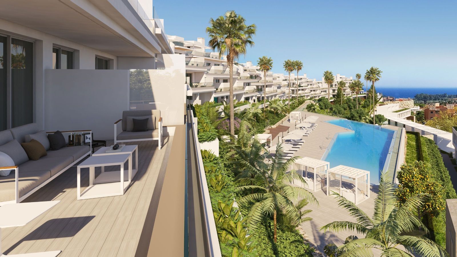 Townhouses with sea views in Cancelada, Estepona