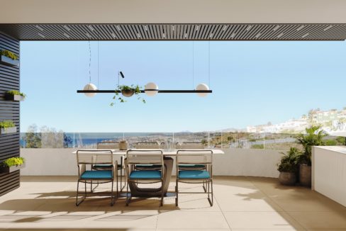Vistas de la terraza y paisaje desde uno de los pisos de DiyaluzHomes